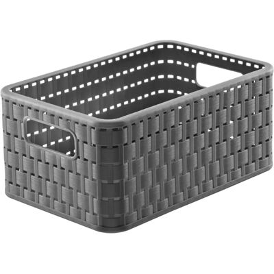 Rotho Aufbewahrungsbox A5 - Rattan-Look, BPA-frei, Grau, 6L Rotho Aufbewahrungsbox A5 - Rattan-Look, BPA-frei, Grau, 6L