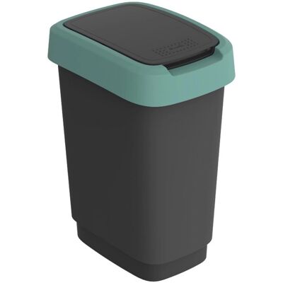 Rotho Noir/Vert Foncé Twist Swing 10L Poubelle - Collecte des Déchets - Publicité Rotho Noir/Vert Foncé Twist Swing 10L Poubelle - Collecte des Déchets - Publicité