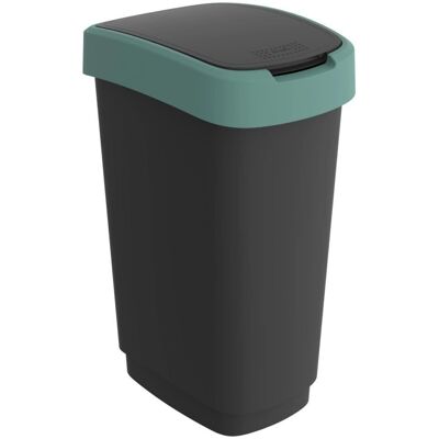 Poubelle Rotho Twist 50L - Cuisine, Bureau - Couvercle Noir Vert - Publicité Poubelle Rotho Twist 50L - Cuisine, Bureau - Couvercle Noir Vert - Publicité