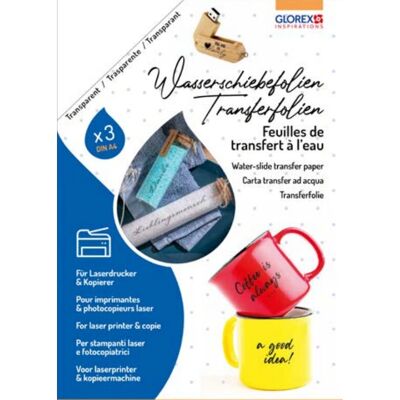 GLOREX 1241 700 Overdrachtspapier - Water voor laserprinter, A4, 3 stuks GLOREX 1241 700 Overdrachtspapier - Water voor laserprinter, A4, 3 stuks
