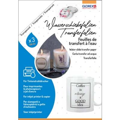 GLOREX 1241 701 Transferpapier - Waterjet, A4, 3 stuks GLOREX 1241 701 Transferpapier - Waterjet, A4, 3 stuks