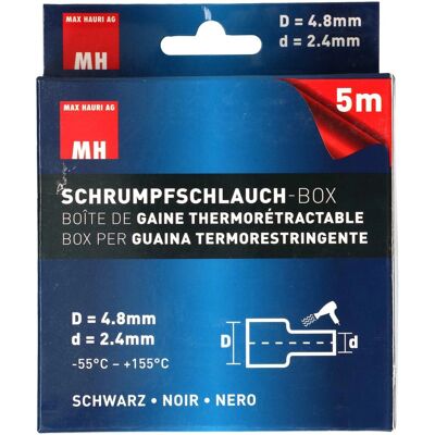 Max Hauri Gaine thermorétractable - 4,8/2,4mm - 5m - Noir Max Hauri Gaine thermorétractable - 4,8/2,4mm - 5m - Noir