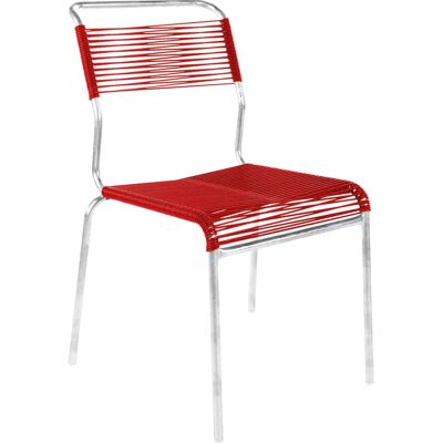 Schaffner - Säntis Spaghetti-Stuhl - Rot - Silber - Chair Schaffner - Säntis Spaghetti-Stuhl - Rot - Silber - Chair
