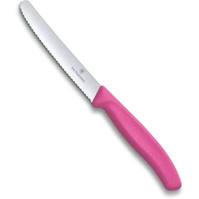 Couteau de table Swiss Classic rose Victorinox pour tomates et saucisses - Publicité Couteau de table Swiss Classic rose Victorinox pour tomates et saucisses - Publicité