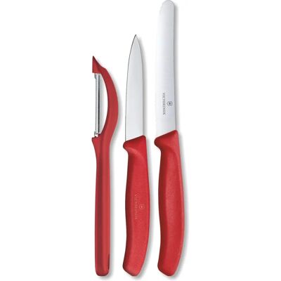 Ensemble de Couteaux d’Office et Éplucheur Rouge Victorinox - Éplucheur de Légumes - Publicité Ensemble de Couteaux d’Office et Éplucheur Rouge Victorinox - Éplucheur de Légumes - Publicité
