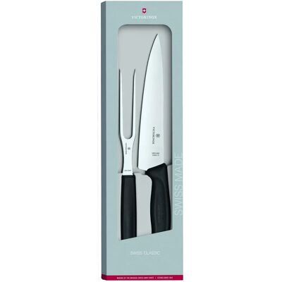 Ensemble de Découpe Victorinox - Swiss Classic, Noir, Couteau 19cm, Fourchette 15cm - Coffret de Couverts Ensemble de Découpe Victorinox - Swiss Classic, Noir, Couteau 19cm, Fourchette 15cm - Coffret de Couverts