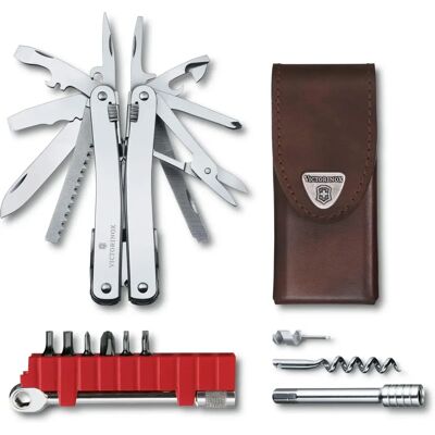 Victorinox SwissTool Spirit X Plus Ratchet - multiverktyg, läderfodral, silver Victorinox SwissTool Spirit X Plus Ratchet - multiverktyg, läderfodral, silver
