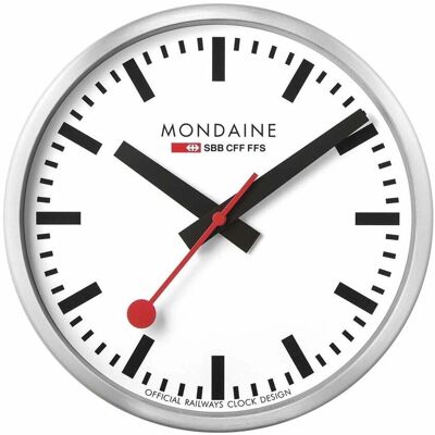 Mondaine Schweizer Bahnwanduhr - 25cm Silber Mondaine Schweizer Bahnwanduhr - 25cm Silber