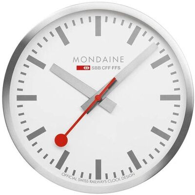 Mondaine Silver Wall Clock - Punctual Swiss Design Mondaine Silver Wall Clock - Punctual Swiss Design