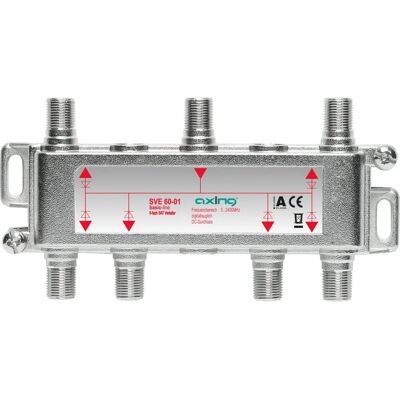 Axing SVE06001 Silber Satellitenverteiler - 6-fach, 5-2400 MHz Axing SVE06001 Silber Satellitenverteiler - 6-fach, 5-2400 MHz