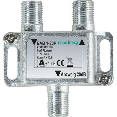 Axing BAB 1-20P - Divisor de cable 5-1218 MHz, Gris, A, 20 dB Axing BAB 1-20P - Divisor de cable 5-1218 MHz, Gris, A, 20 dB