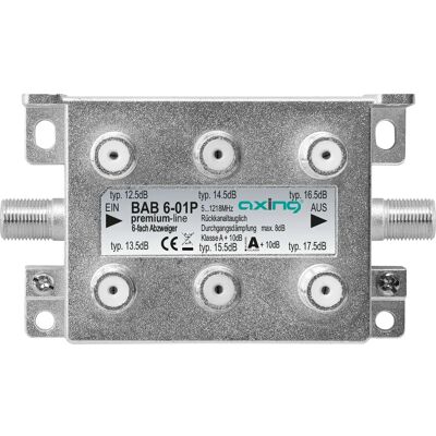 Axing BAB 6-01P Kabelsplitter - Hohe Dämpfung, 6 Ausgänge Axing BAB 6-01P Kabelsplitter - Hohe Dämpfung, 6 Ausgänge
