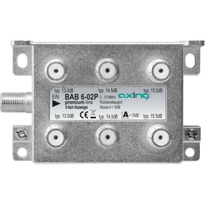 Diviseur de câble Axing BAB 6-02P - Gris - 6 voies 5-1218 MHz - Publicité Diviseur de câble Axing BAB 6-02P - Gris - 6 voies 5-1218 MHz - Publicité