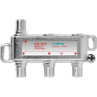 Axing SVE03001 Silver 3-Way Satellite Splitter - Cable Splitter/Combiner Axing SVE03001 Silver 3-Way Satellite Splitter - Cable Splitter/Combiner