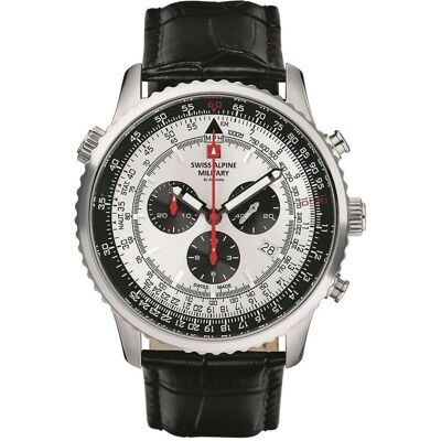 Montre Homme Swiss Alpine Military 7078.9538 Quartz - Chronographe, 45mm, Argent Montre Homme Swiss Alpine Military 7078.9538 Quartz - Chronographe, 45mm, Argent