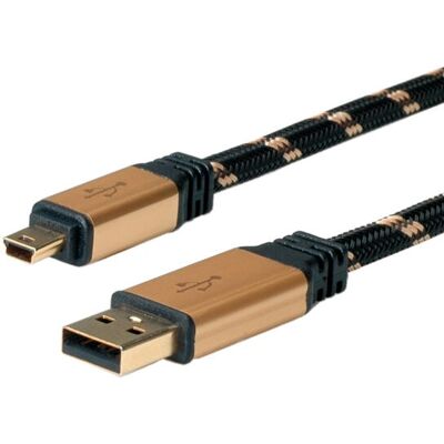 USB Kabel ROLINE - Černá, Zlatá, 1.8m, USB 2.0, Mini-USB B, Typ A USB Kabel ROLINE - Černá, Zlatá, 1.8m, USB 2.0, Mini-USB B, Typ A