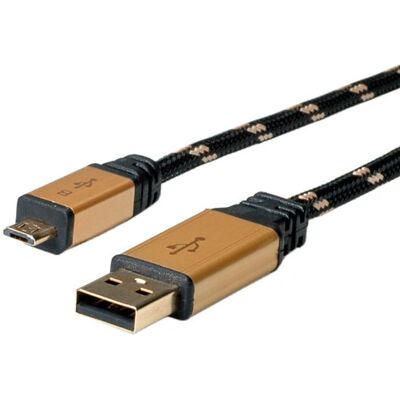 Câble USB Roline - Micro-USB B - Noir/Or - 0.8m - USB 2.0 - Publicité Câble USB Roline - Micro-USB B - Noir/Or - 0.8m - USB 2.0 - Publicité