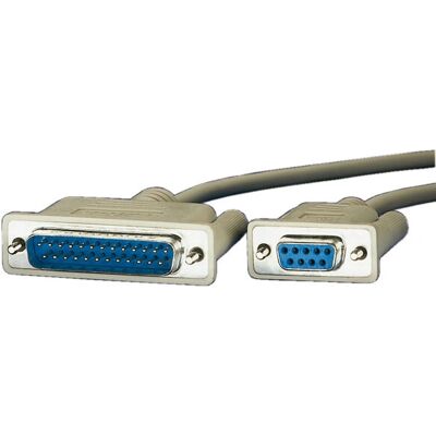 Roline 1.8m Serial Cable - Grey - DB9 F - DB25 M Roline 1.8m Serial Cable - Grey - DB9 F - DB25 M