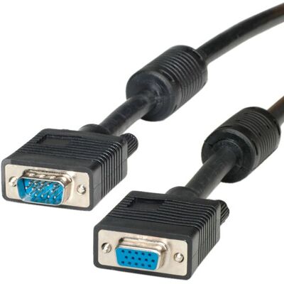 Cavo VGA Roline - 10m, Nero, con Ferrite, D-Sub Cavo VGA Roline - 10m, Nero, con Ferrite, D-Sub