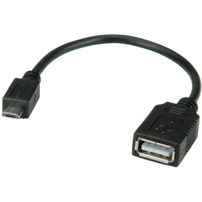 VALUE USB-kabel - 0,15 m, Micro-USB B till USB A, Svart VALUE USB-kabel - 0,15 m, Micro-USB B till USB A, Svart