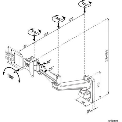 ROLINE TV Halterung/-Ständer - VESA 75/100mm Unterstützung - Gasfeder - 90° Pivot - Grau ROLINE TV Halterung/-Ständer - VESA 75/100mm Unterstützung - Gasfeder - 90° Pivot - Grau