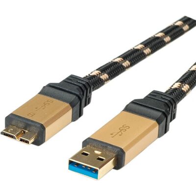 Roline USB 3.2 Gen 1 2m Micro-USB B Black-Gold Roline USB 3.2 Gen 1 2m Micro-USB B Black-Gold