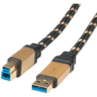 USB Kabel ROLINE - 0,8m, Černá, Zlatá, USB 3.2 Gen 1 USB Kabel ROLINE - 0,8m, Černá, Zlatá, USB 3.2 Gen 1