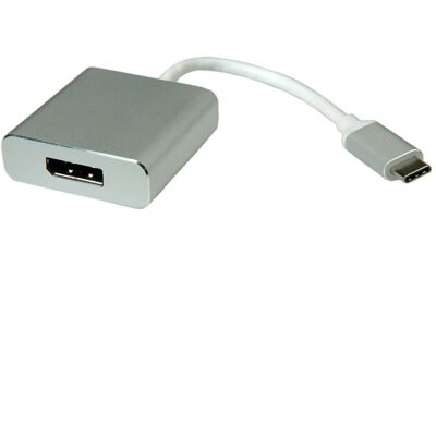 Cable adaptador ROLINE USB-C a DisplayPort - 0.1m - Plateado - Adaptador de video Cable adaptador ROLINE USB-C a DisplayPort - 0.1m - Plateado - Adaptador de video