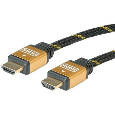 Câble HDMI Roline 3m - Haute Vitesse avec Ethernet - Noir & Or - 1920x1080 - Publicité Câble HDMI Roline 3m - Haute Vitesse avec Ethernet - Noir & Or - 1920x1080 - Publicité