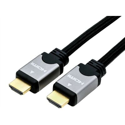 Cavo HDMI ROLINE - 3m Alta Velocità con Ethernet - Nero/Argento Cavo HDMI ROLINE - 3m Alta Velocità con Ethernet - Nero/Argento