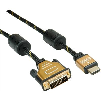 Roline 11.04.5893 Video kabel adaptér - 4K HDMI DVI - 5m - Černá, Zlato Roline 11.04.5893 Video kabel adaptér - 4K HDMI DVI - 5m - Černá, Zlato