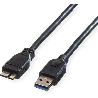 Roline USB-kabel - 15cm - USB 3.0 Micro-B - Svart - Typ A till B - 9/10 stiften Roline USB-kabel - 15cm - USB 3.0 Micro-B - Svart - Typ A till B - 9/10 stiften