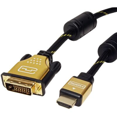 Roline 11.04.5896 Video Cable Adapter - 4K HDMI to DVI, Black Roline 11.04.5896 Video Cable Adapter - 4K HDMI to DVI, Black