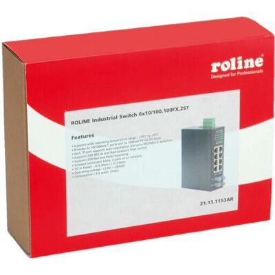 Switch industriale ROLINE - 8 Porte, Nero - Switch di rete Switch industriale ROLINE - 8 Porte, Nero - Switch di rete