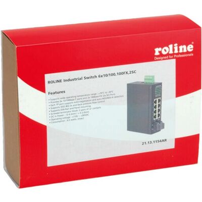 Switch industriale ROLINE - 6x RJ-45, 2x SC, unmanaged - Switch di rete Switch industriale ROLINE - 6x RJ-45, 2x SC, unmanaged - Switch di rete