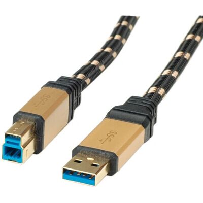 Cabo USB Roline - 1,8m Preto, Ouro, USB 3.2 Gen 1 Cabo USB Roline - 1,8m Preto, Ouro, USB 3.2 Gen 1