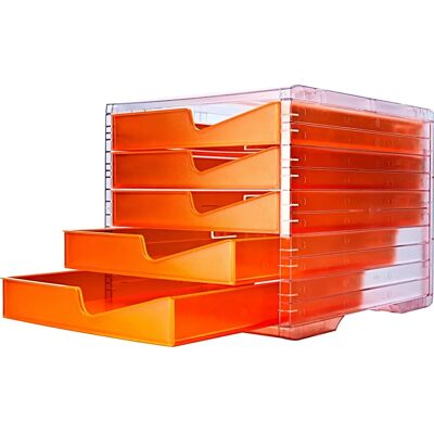 styro Dokumentenablage Neon-Orange mit 5 Schubladen - C4 styro Dokumentenablage Neon-Orange mit 5 Schubladen - C4