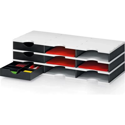 Styrodoc Trio Aufbewahrungsbox - 9 Fächer, 3 Schubladen - Grau/Schwarz Styrodoc Trio Aufbewahrungsbox - 9 Fächer, 3 Schubladen - Grau/Schwarz