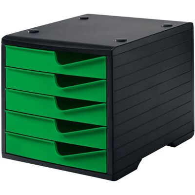 styro Schubladenbox - 275-8430.5194 - 5 Schubladen, Schwarz/Grün - Büroorganisation styro Schubladenbox - 275-8430.5194 - 5 Schubladen, Schwarz/Grün - Büroorganisation