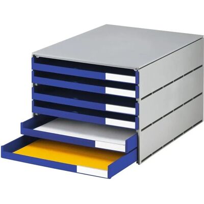 Styroval Dokumentenablage - C4, Grau/Blau, 6 Schubladen Styroval Dokumentenablage - C4, Grau/Blau, 6 Schubladen