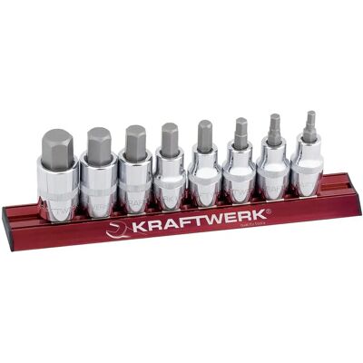Kraftwerk 326099 Steckschlüsselsatz - 8-tlg, 5-17 mm, Magnetisch, Aluminium-Schiene Kraftwerk 326099 Steckschlüsselsatz - 8-tlg, 5-17 mm, Magnetisch, Aluminium-Schiene