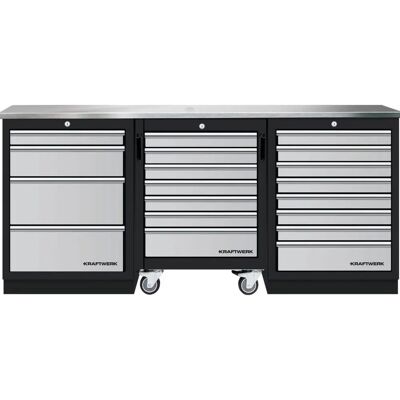 KRAFTWERK 3964K-4R8IX Werkstattschrank - Edelstahl, Mobil, 3 Schubladen KRAFTWERK 3964K-4R8IX Werkstattschrank - Edelstahl, Mobil, 3 Schubladen