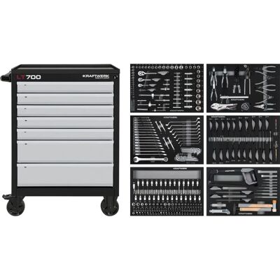 KRAFTWERK 102.107.204 Werkzeugwagen - 7 Schubladen, 301 Teile - Robustes ABS KRAFTWERK 102.107.204 Werkzeugwagen - 7 Schubladen, 301 Teile - Robustes ABS