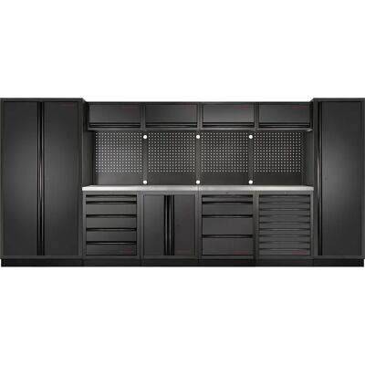 KRAFTWERK - 3964K-BLK-013-IX - Schwarz - Edelstahl-Arbeitsplatte - Standmodell Garage-Schrank KRAFTWERK - 3964K-BLK-013-IX - Schwarz - Edelstahl-Arbeitsplatte - Standmodell Garage-Schrank