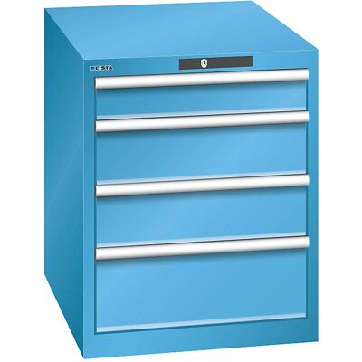 LISTA Stahl Schubladenschrank - 4 Schubladen - Blau - Schrank LISTA Stahl Schubladenschrank - 4 Schubladen - Blau - Schrank
