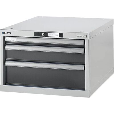 Sistema modular LISTA para banco de trabajo - 3 cajones - gris metálico Sistema modular LISTA para banco de trabajo - 3 cajones - gris metálico