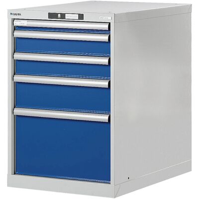 Sistema modular LISTA - Banco de trabajo, 800mm, 5 cajones, azul genciana Sistema modular LISTA - Banco de trabajo, 800mm, 5 cajones, azul genciana