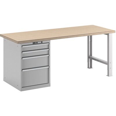 LISTA Modulares Arbeitstischsystem, 840mm, 2000mm, Stahlrahmen, Buchenplatte LISTA Modulares Arbeitstischsystem, 840mm, 2000mm, Stahlrahmen, Buchenplatte