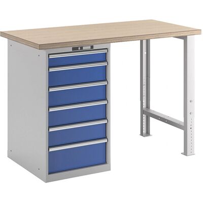 LISTA Modular Arbeitstisch - 1040 mm Höhe, 6 Schubladen - Stahlrahmen LISTA Modular Arbeitstisch - 1040 mm Höhe, 6 Schubladen - Stahlrahmen