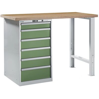 LISTA Mesa de taller modular - 1040mm H, 1500mm W, 6 Cajones LISTA Mesa de taller modular - 1040mm H, 1500mm W, 6 Cajones